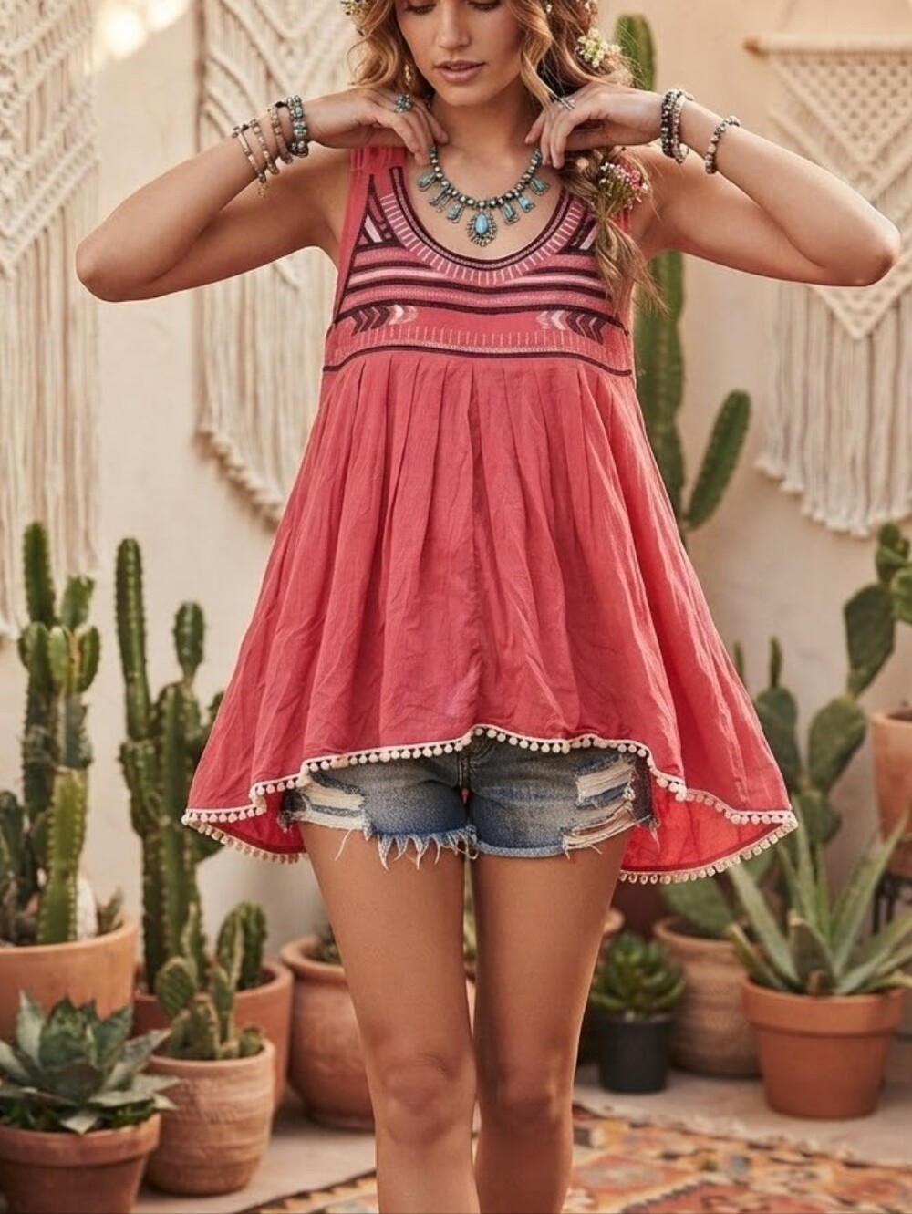 Grace & Lace  Embroidered Tank Dress Women's Size S